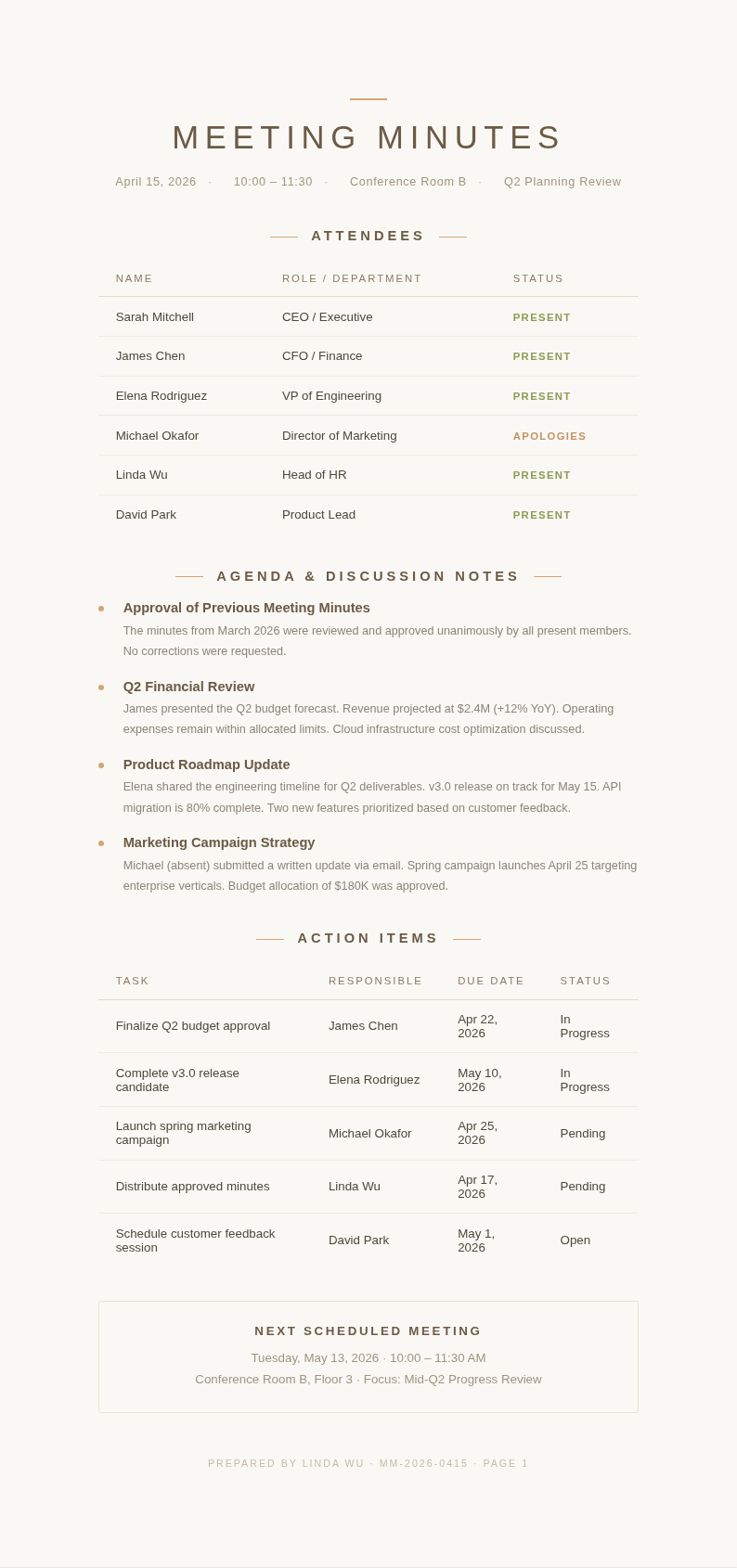 Japandi minimalist meeting minutes